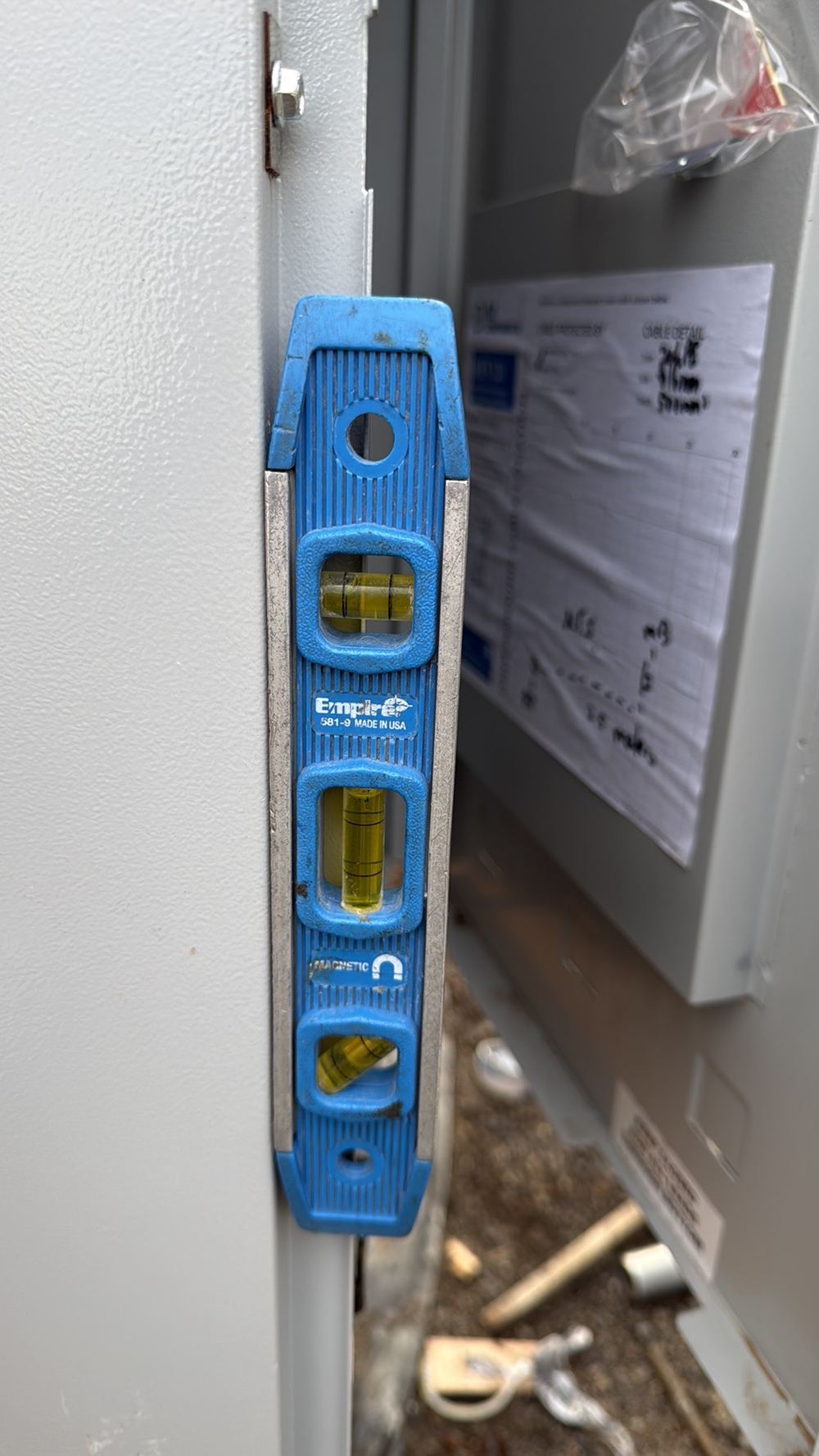 Meter box set out of plumb in the wall frame, Aintree, Deanside