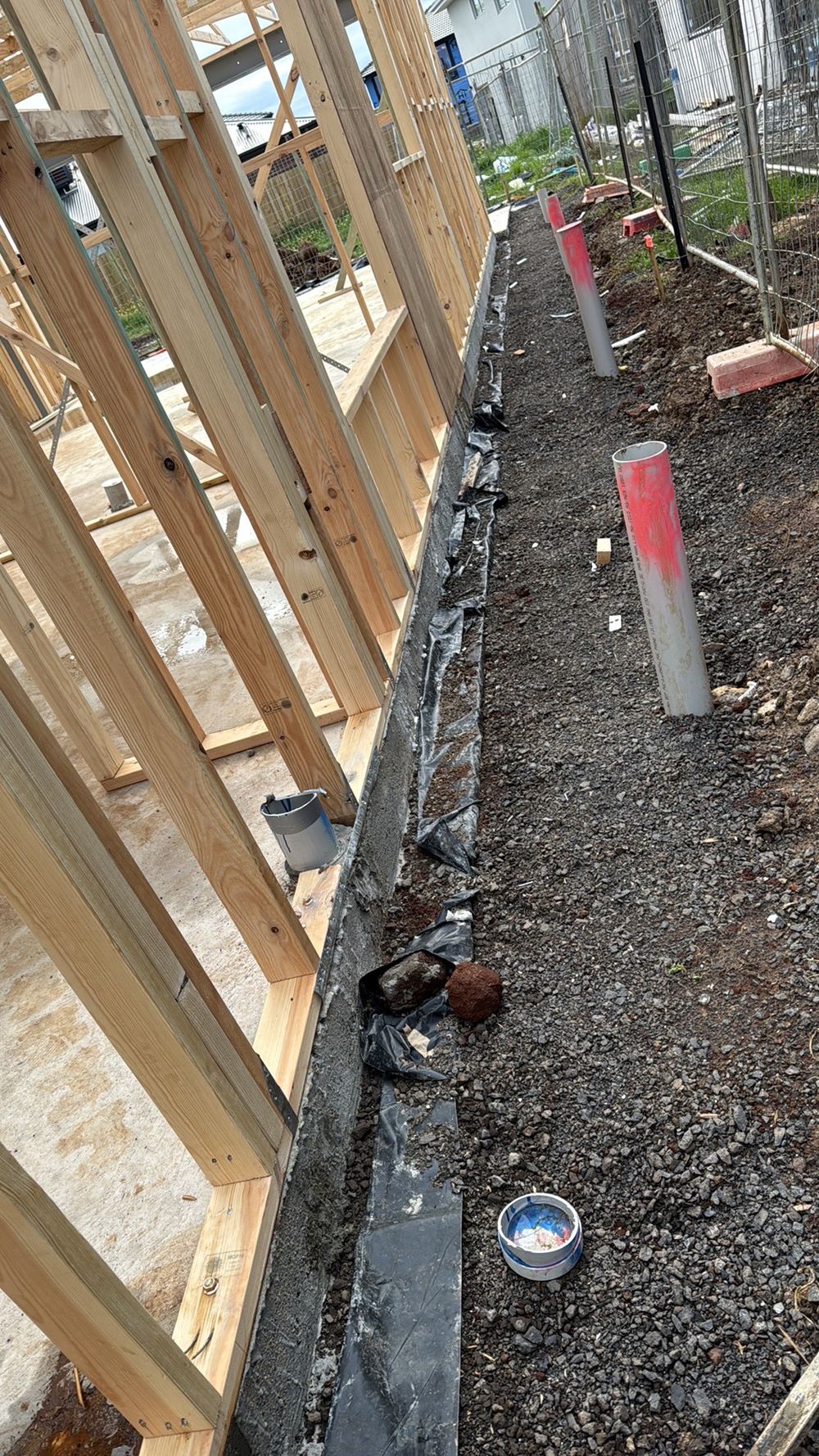 Physical termite barrier not yet installed under the external walls, found during a frame inspection in Aintree