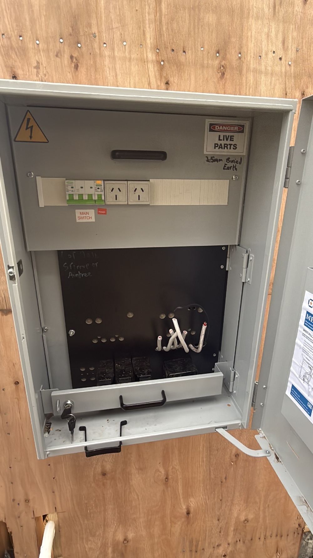 No durable termite management notice fixed inside the meter box, Aintree, Deanside